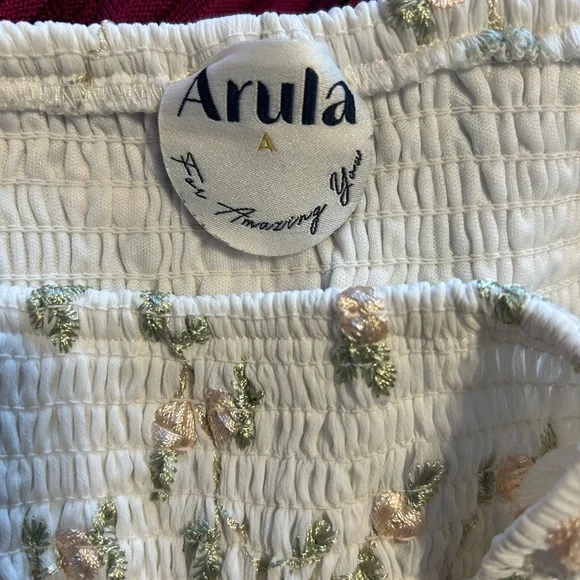 ARULA Cream Embroidered Floral Long Sleeve Dress Size A - Picture 6 of 7